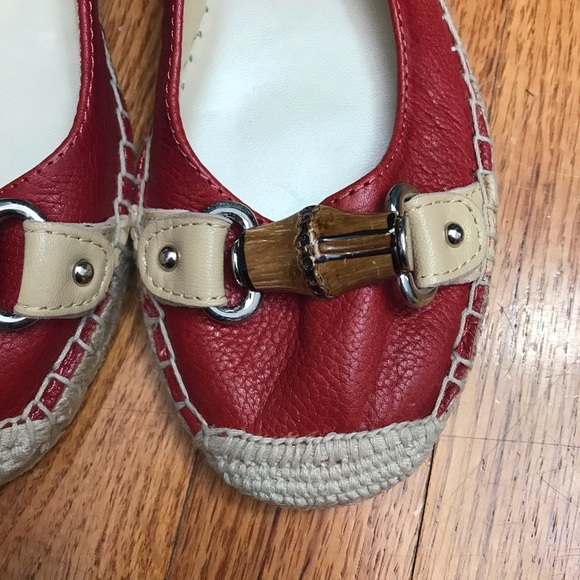 Etienne Aigner Red Leather Espadrille Flats 7.5 - Picture 2 of 6